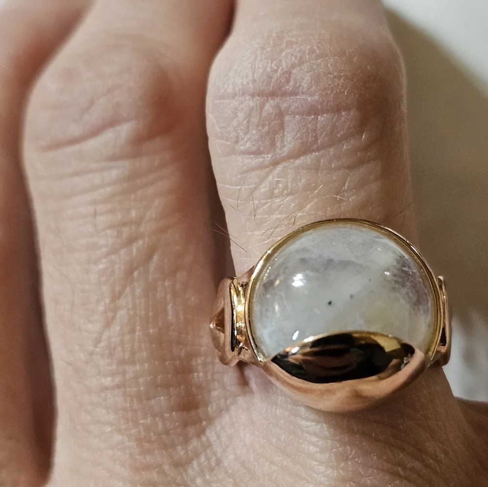 Natural Moonstone in 18k Rose Gold over Sterling Silver Ring Sz 6.5 - Picture 5 of 5